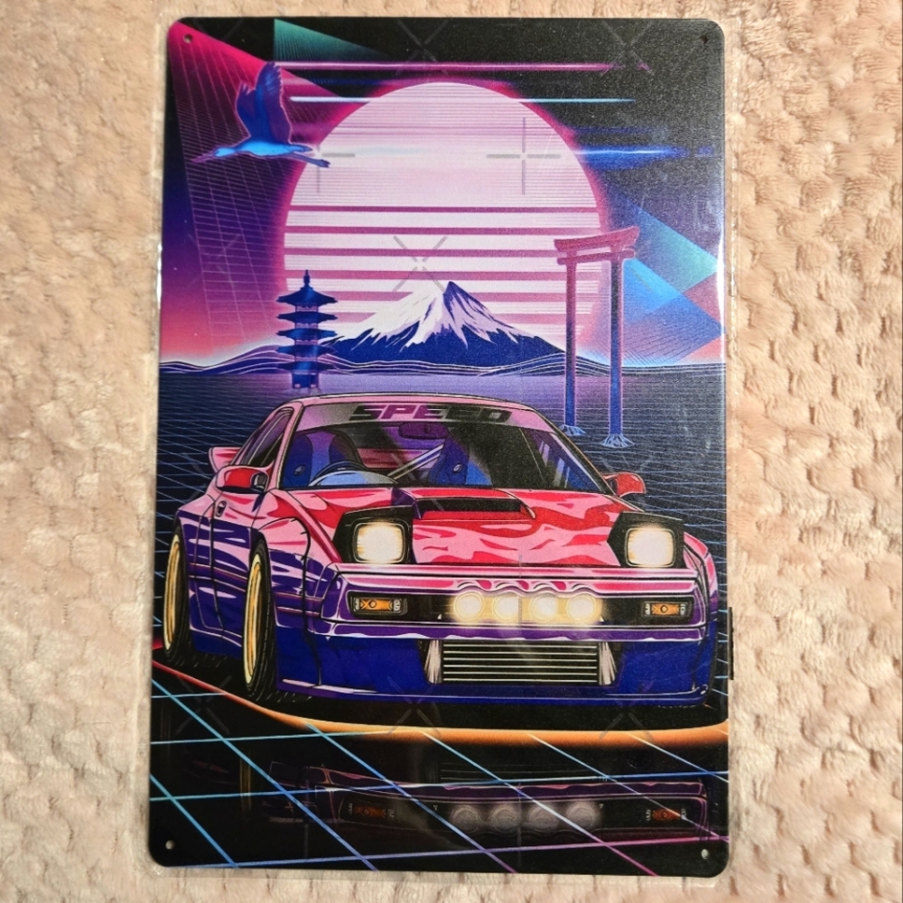 RX-7 Metal Sign Artwork ~ Mazda Vaporwave Car